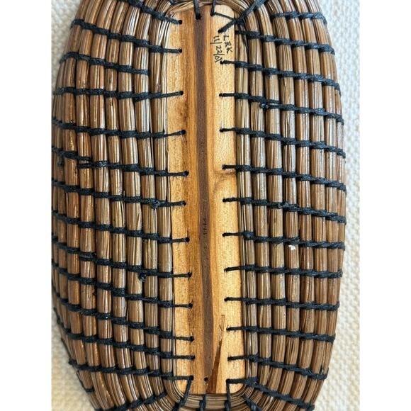Hand Made And Sewn Pine Needle Basket 9”x5”x2” - Picture 7 of 8